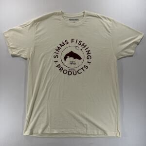 Simms Fishing T-shirt Men's Size 2XL Cream Color Center Logo